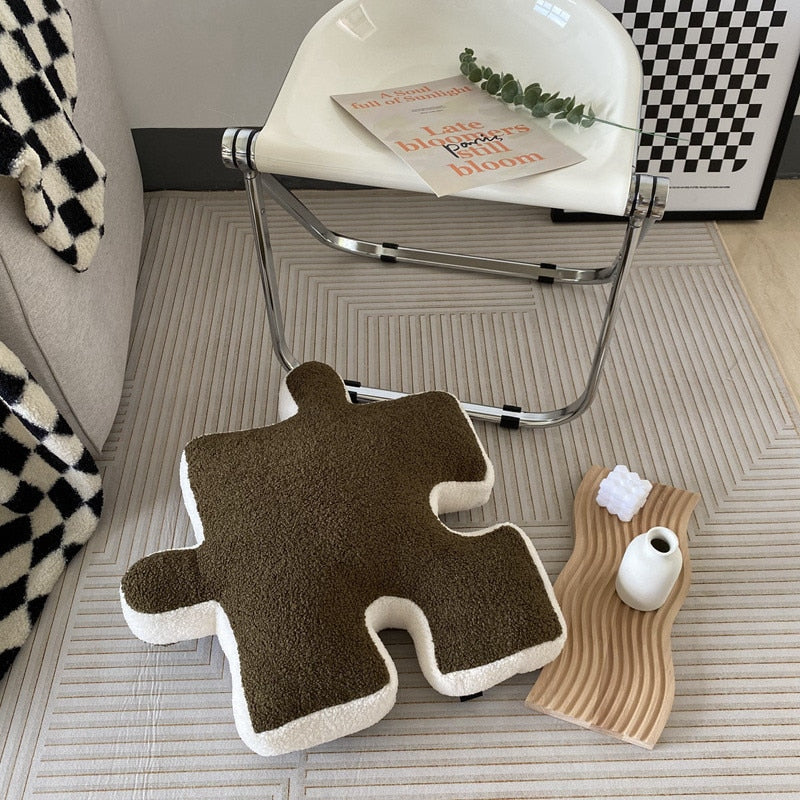 Premium Wool and Cotton Puzzle Block Pillow 20 x 20 Inch