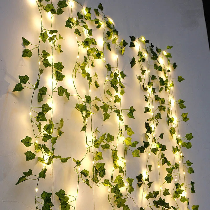 Garden Vine LED String Lights with Leaf Garland Design