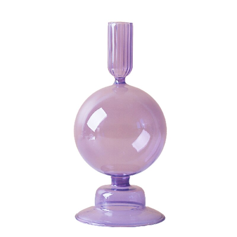 Lilac Glass Taper Candle Holder