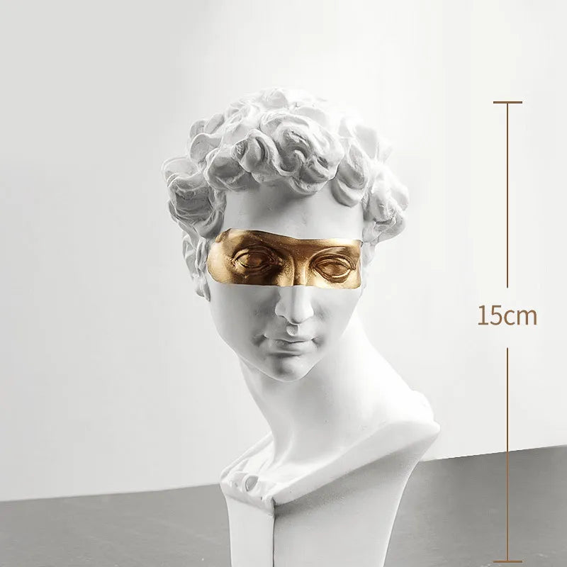 David Bust Sculpture in White Plaster for Table Decor