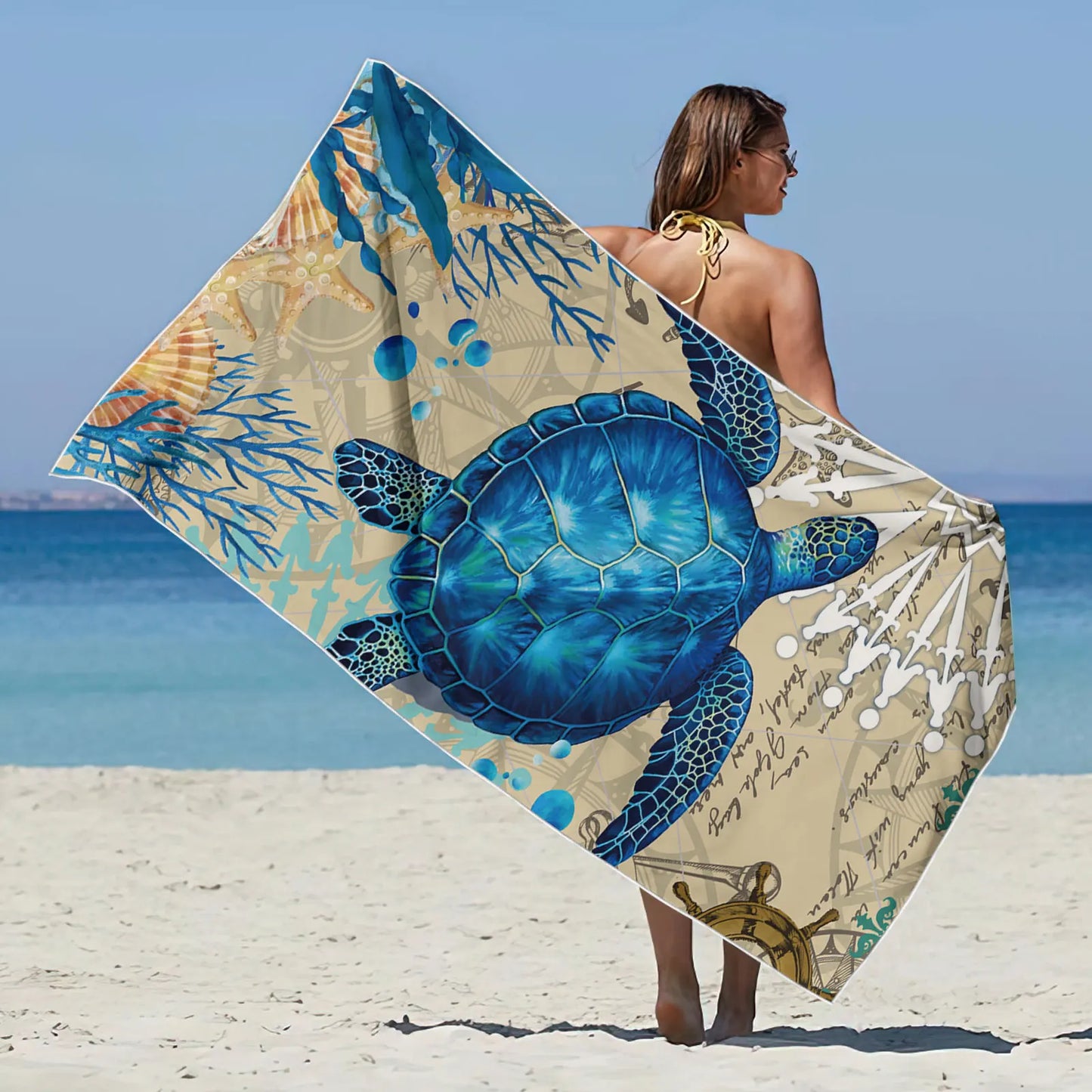 Highly Absorbent Turtle Motif Travel Towel