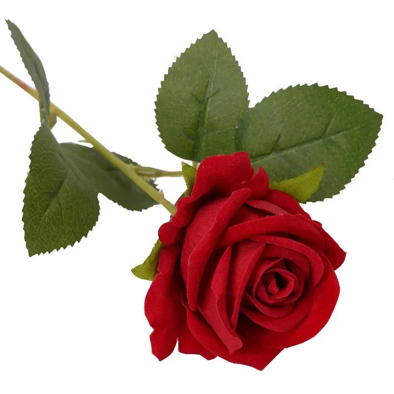 Realistic Velvet Silk Rose Bouquet - 20 Artificial Flowers for Weddings and Events