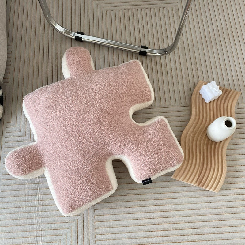 Premium Wool and Cotton Puzzle Block Pillow 20 x 20 Inch