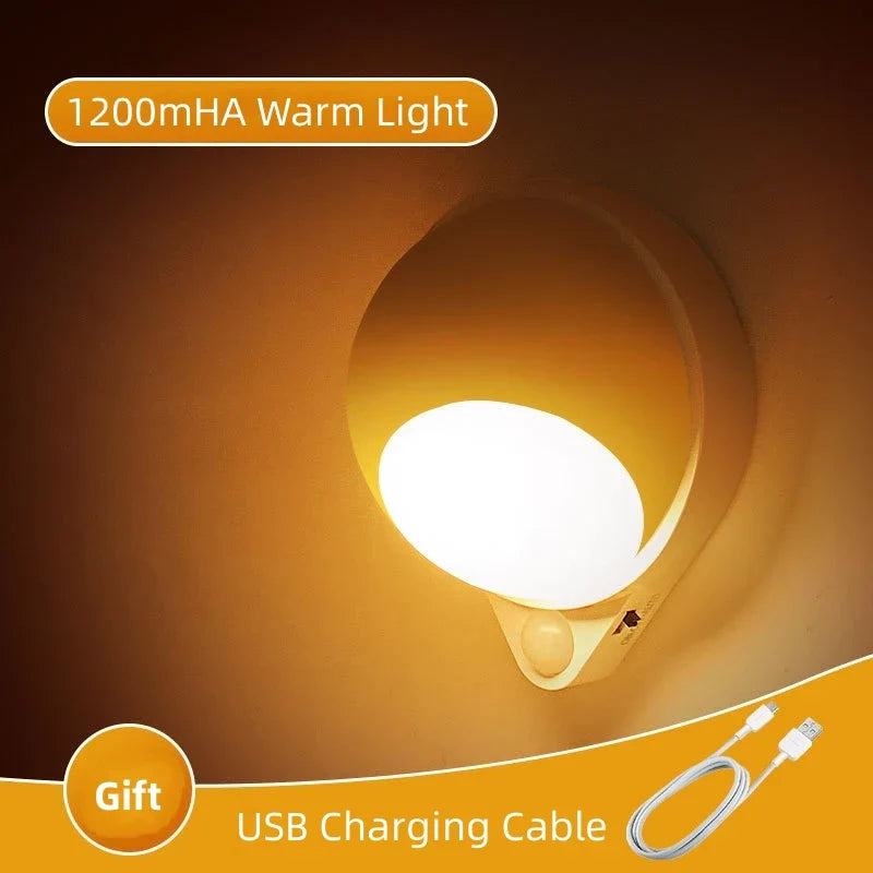 Intelligent 360° Rotatable LED Night Light with Motion Sensor and USB Rechargeable Battery
