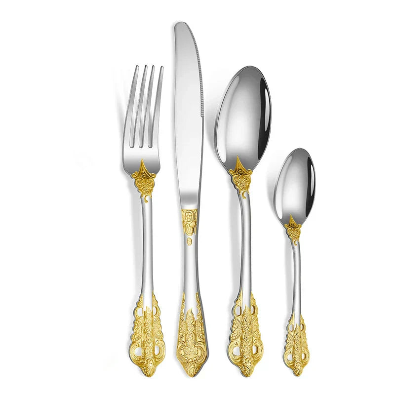 Gold-Plated Stainless Steel Cutlery Set