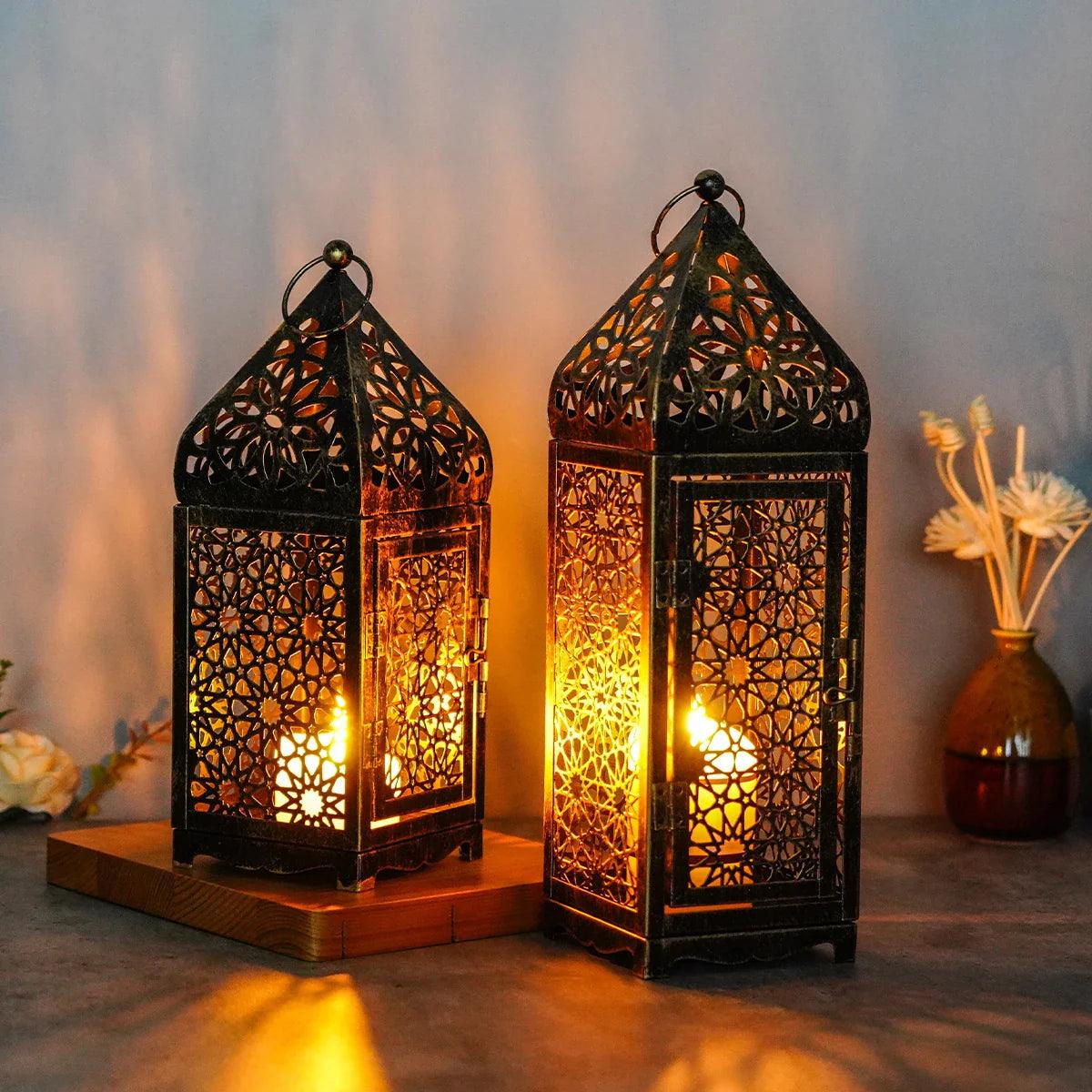 Vintage Oriental Lantern Candle Holder in Metal