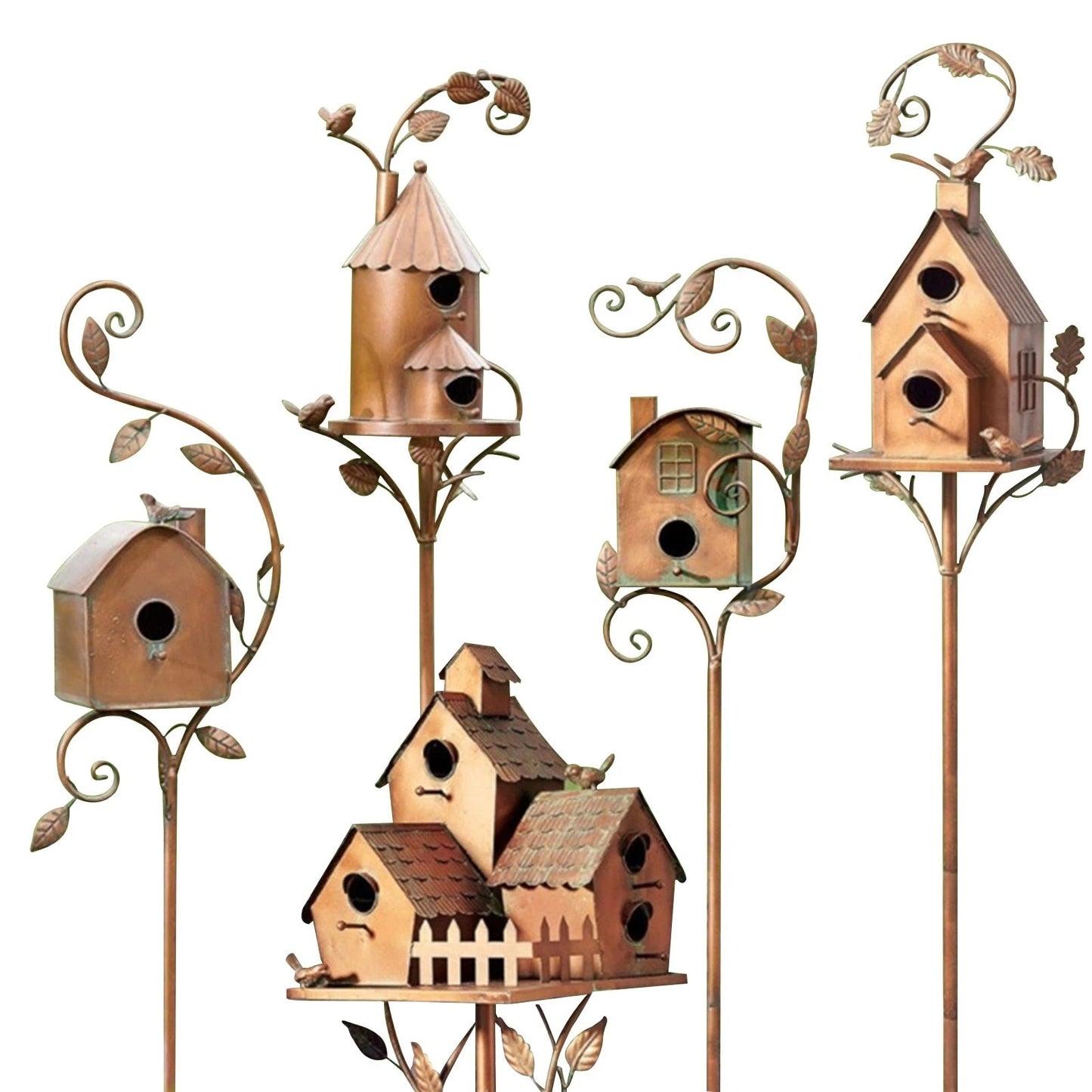 Metal Art Birdhouse Garden Stake for Outdoor Decor