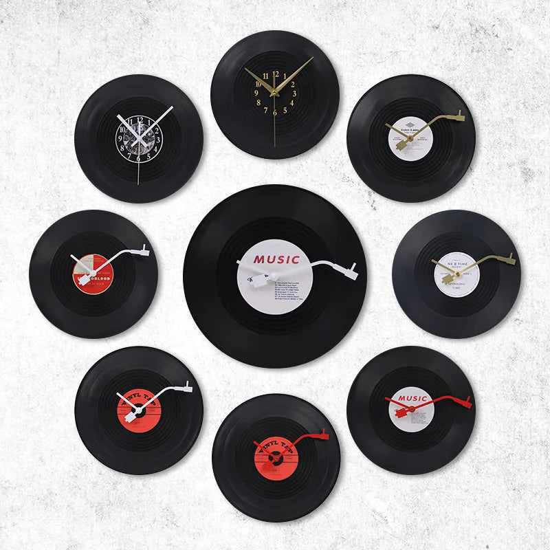 Musical Vinyl Record Wall Clock - Retro Plastic Design