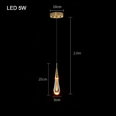 Crystal Pendant Light with Gold Finish and LED Bulbs