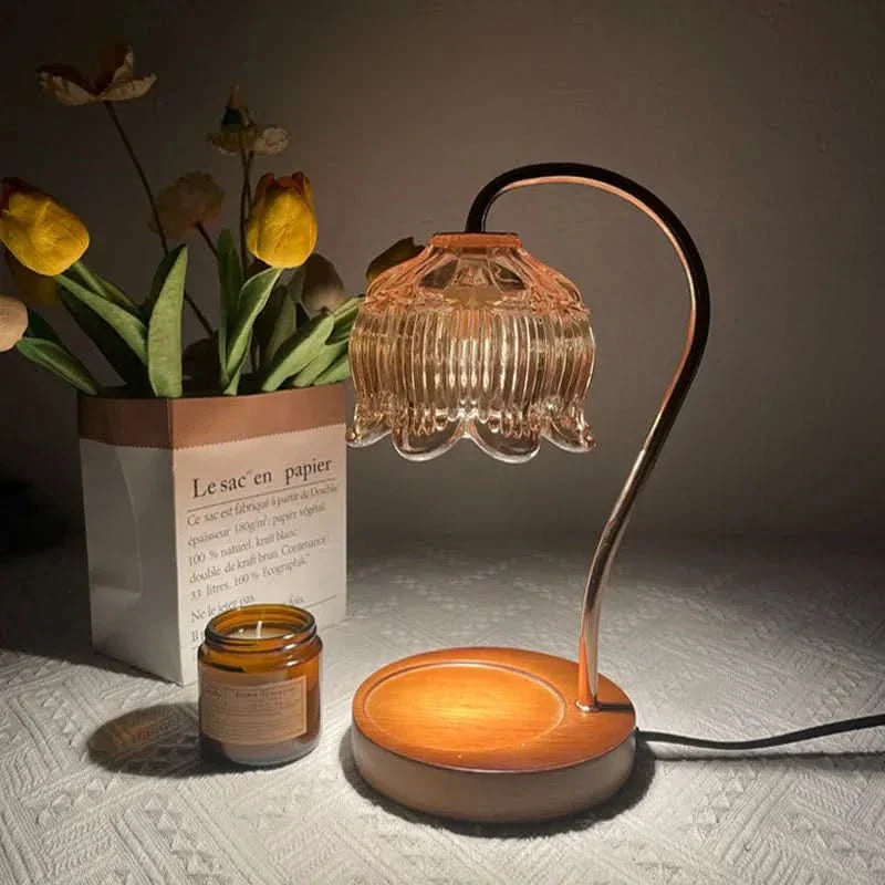 Modern Metal and Glass Table Lamp with Warm LED Light