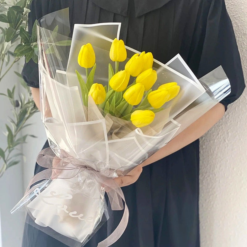 Lifelike Faux Tulip Bouquet in Vibrant Colors