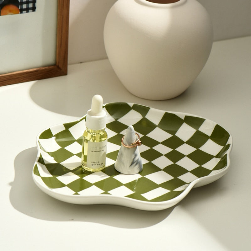 Ceramic Curved Chessboard Tray in Two Colors