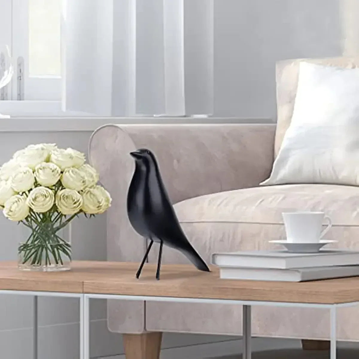 Contemporary Resin Bird Statue Sculpture