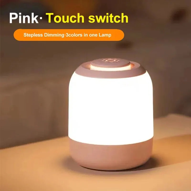 Dimmable Touch Control LED Table Lamp - Portable for Bedroom and Nursery