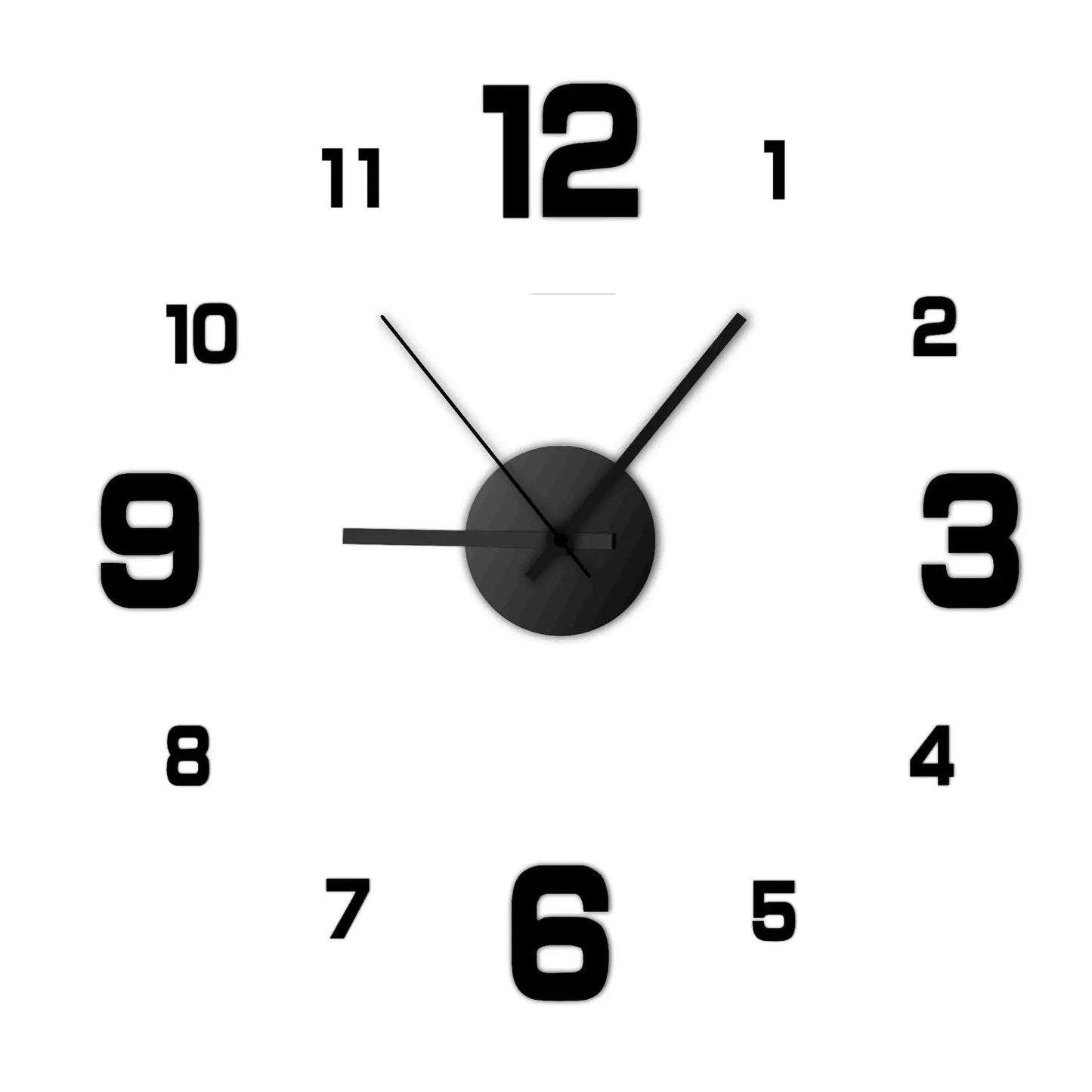 Frameless Contemporary Wall Clock with Large Numbers