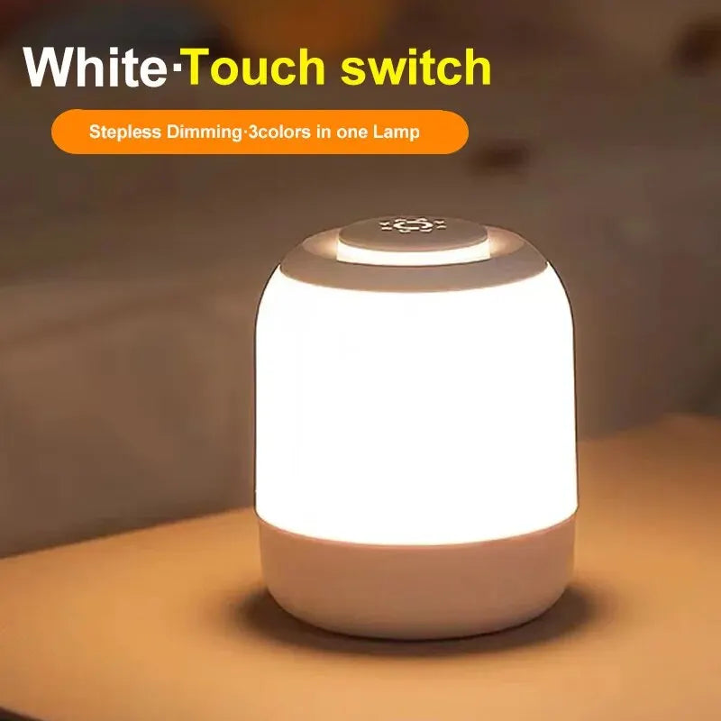 Dimmable Touch Control LED Table Lamp - Portable for Bedroom and Nursery