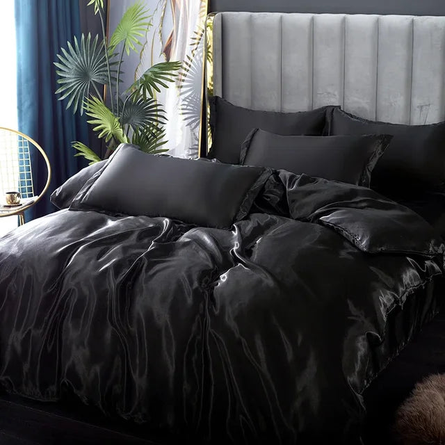 Premium Silk Satin Bedding Set with Duvet Cover and Pillowcases