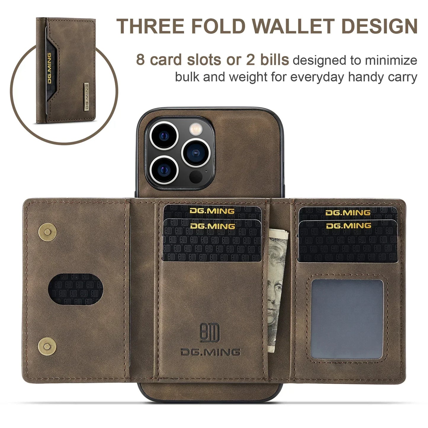 2-in-1 Magnetic iPhone Case with Detachable Leather Wallet