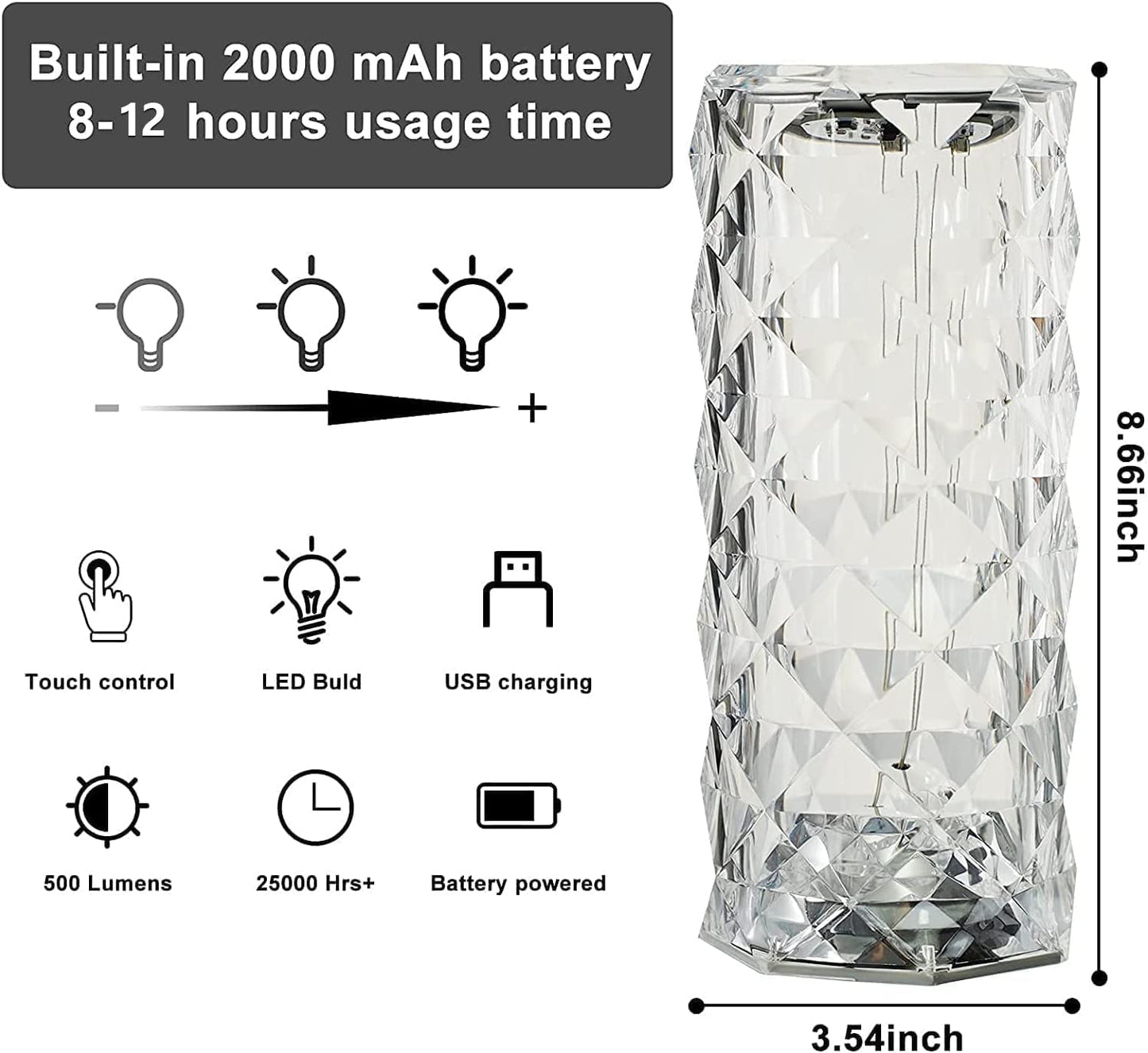 Crystal Touch Table Lamp with 16 Color Options
