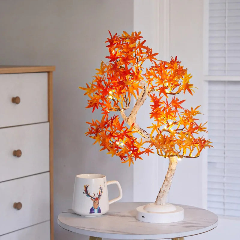 LED Maple Leaf Bonsai Tree Night Light Table Lamp