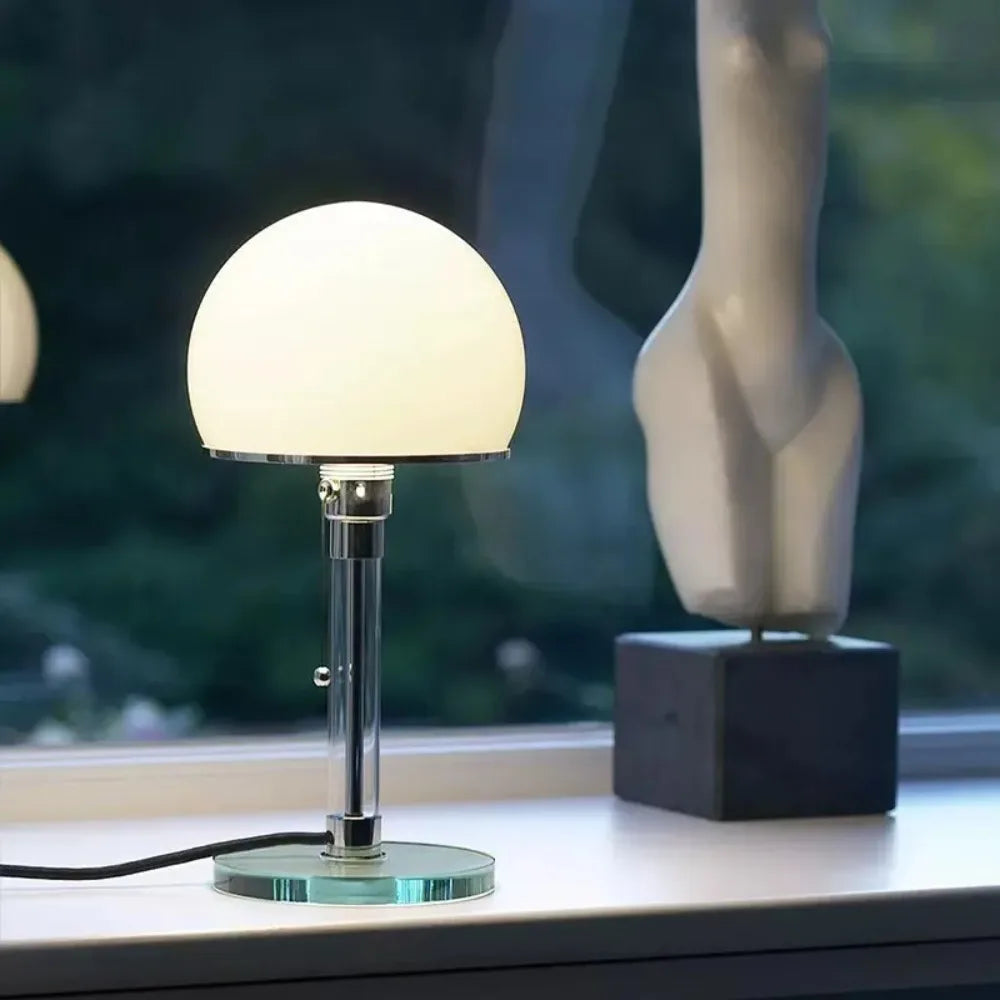 Modern Minimalist Glass LED Table Lamp with Silver Finish