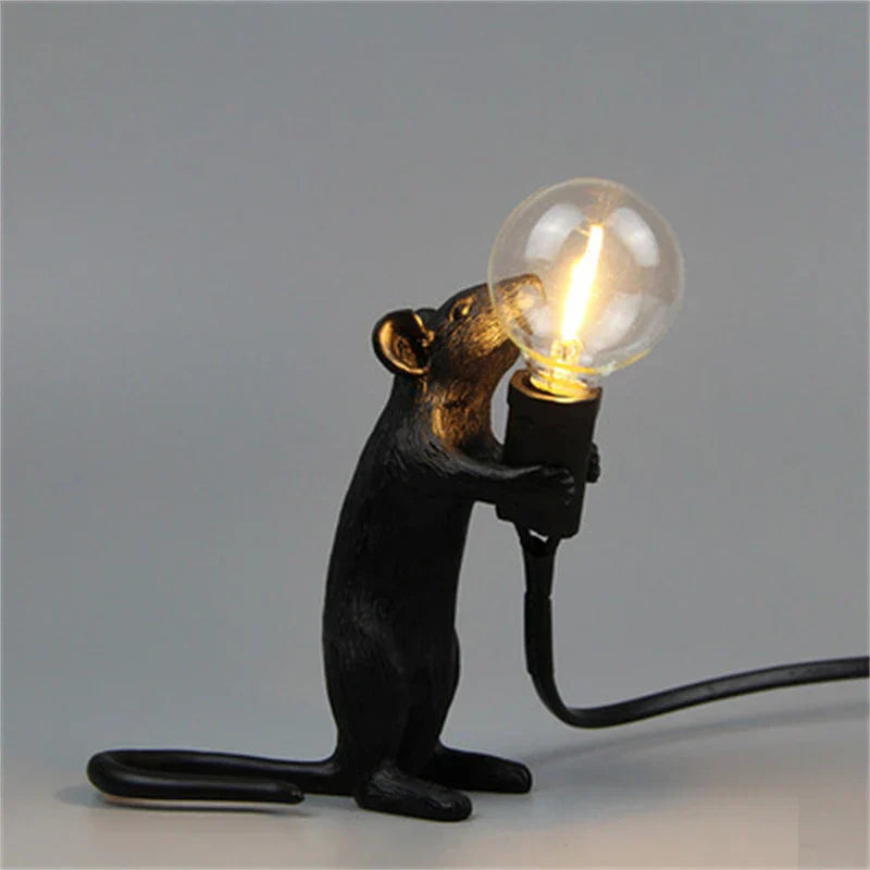 LED Animal Table Lamps - Resin Rat, Cat, Squirrel Night Lights