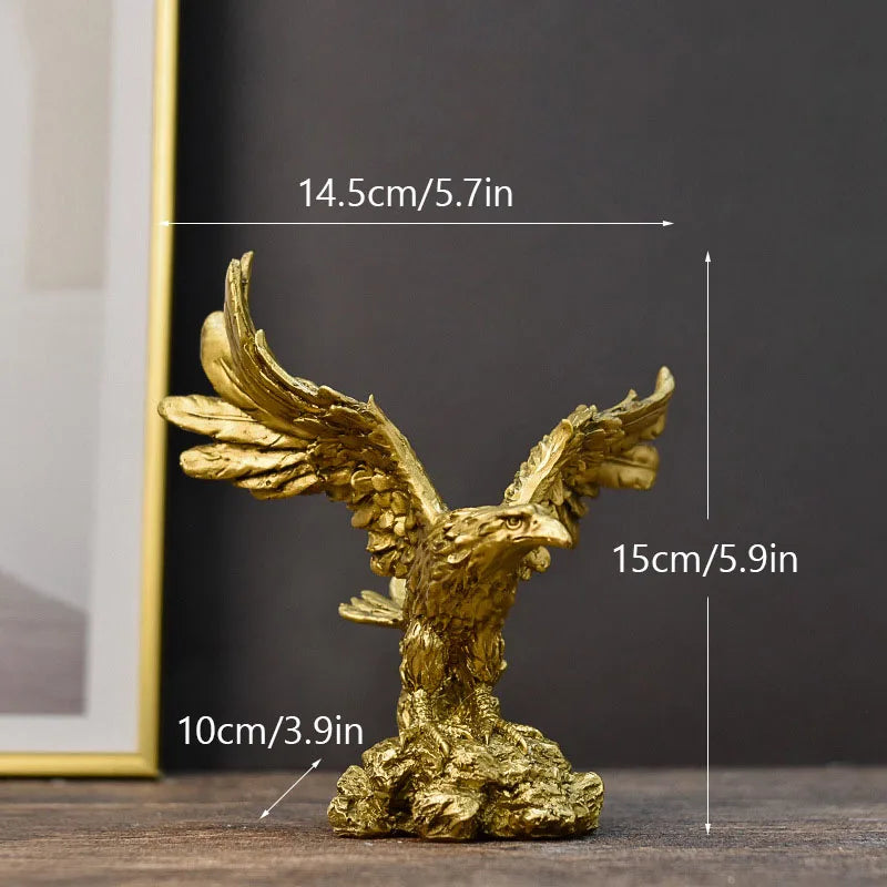 Golden Eagle Resin Statue - American Style Feng Shui Decor