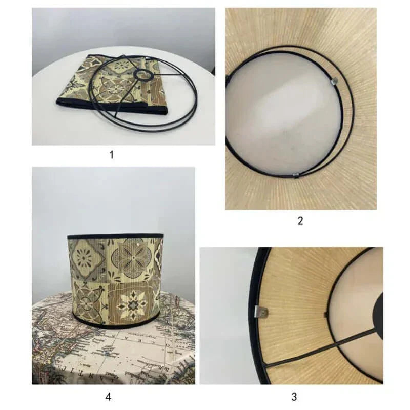 Art Deco Bamboo and Iron Drum Lampshade