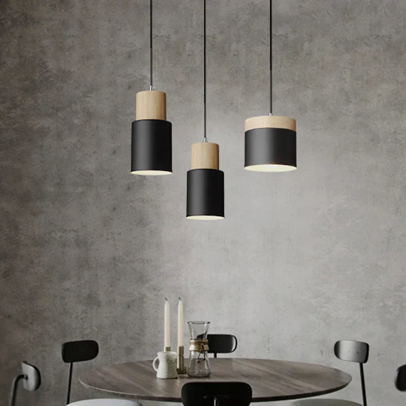 Scandinavian LED Pendant Light in Metal and Wood