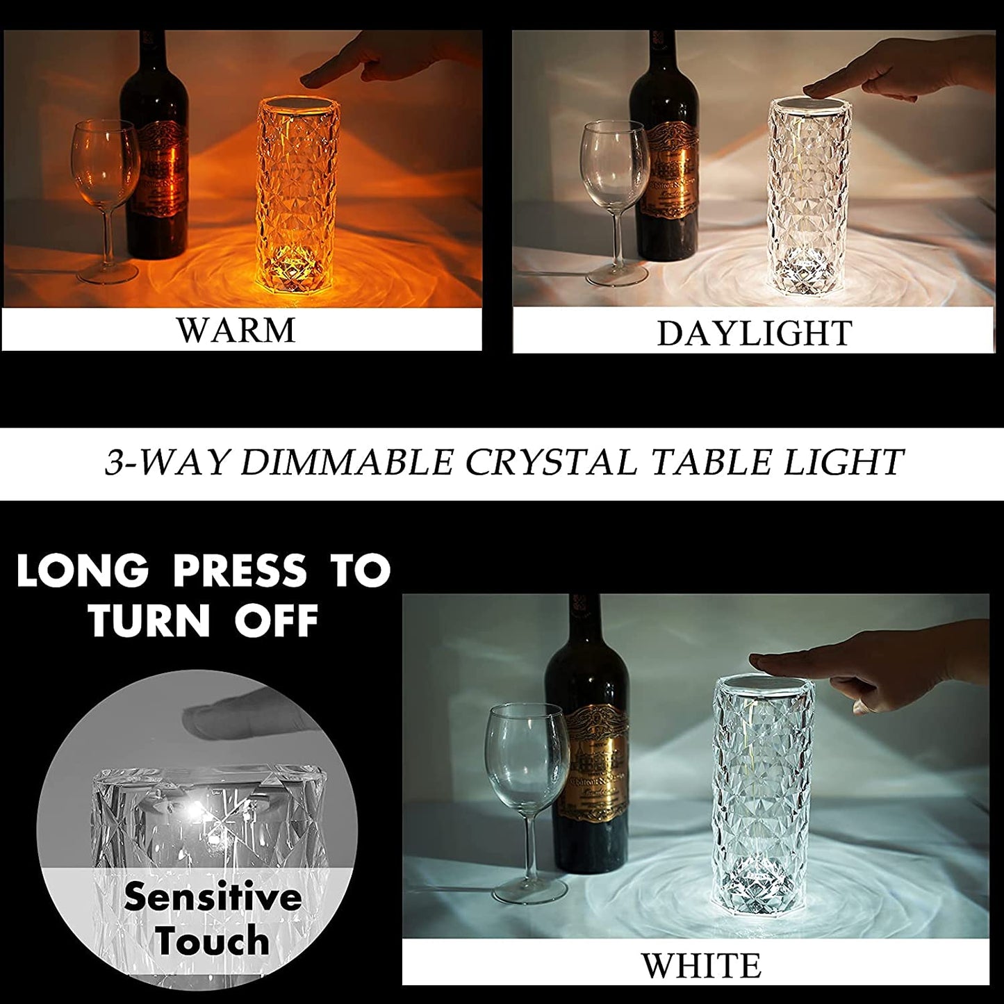 Crystal Touch Table Lamp with 16 Color Options