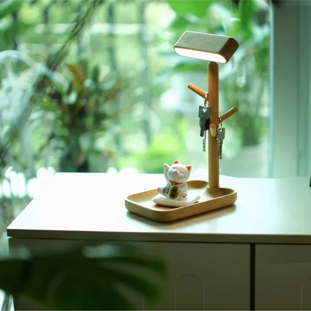 Dimmable Bamboo Table Lamp with Storage