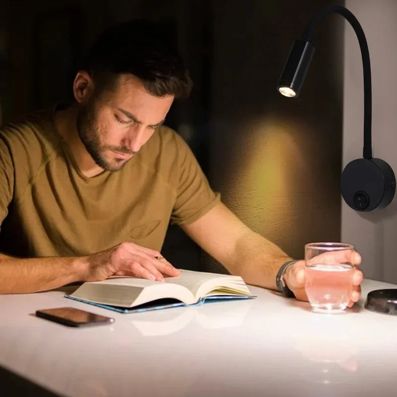 Adjustable LED Wall Lamp with Flexible Arm for Reading