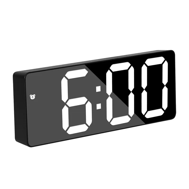 Curved LED Digital Alarm Clock with Snooze and Mirror Finish