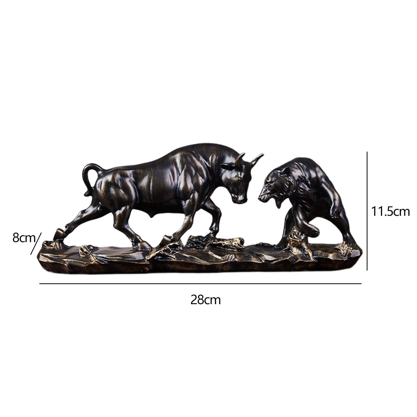Bull and Bear Resin Statue - Modern Animal Sculpture for Desk Decor
