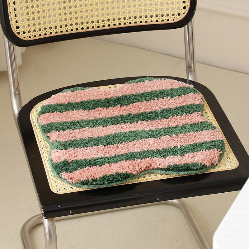 Quilted Striped Chair Cushion with Plush Padding