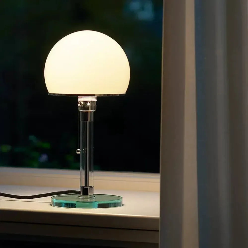 Modern Minimalist Glass LED Table Lamp with Silver Finish