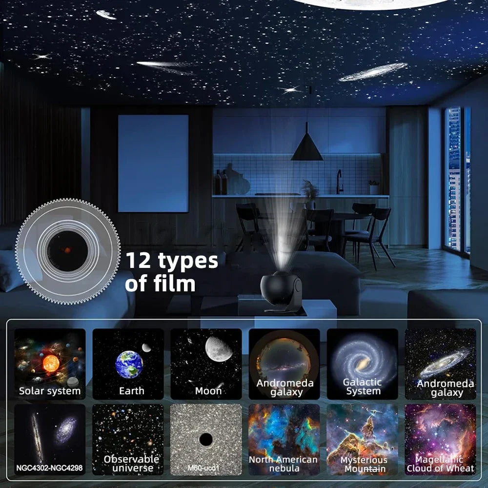 Galaxy Projector with 12 Color Modes and Timer - Starry Night Light