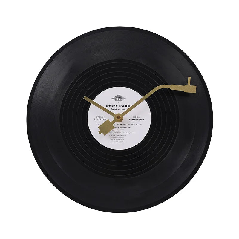 Musical Vinyl Record Wall Clock - Retro Plastic Design