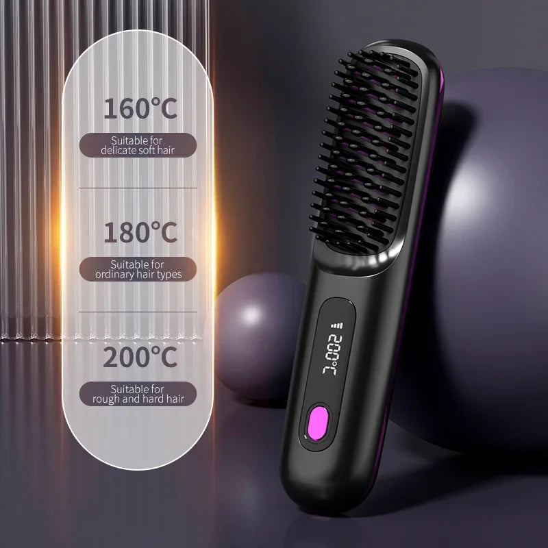 Wireless Hair Straightener | USB Charging & LCD Display | Ceramic & Ion Technology