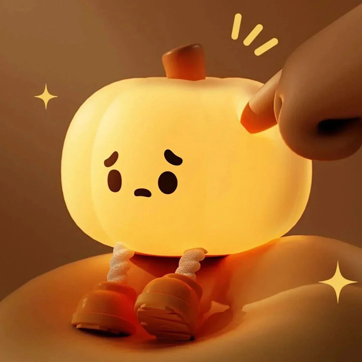 Rechargeable Pumpkin-Shaped Night Light with Adjustable Brightness