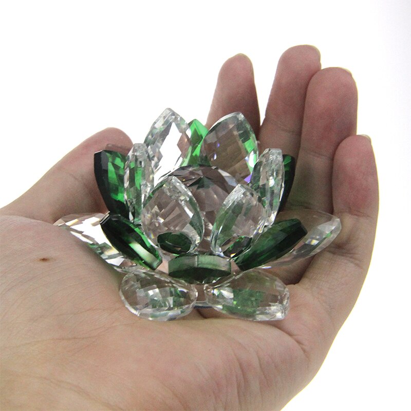 Crystal Lotus Flower Glass Paperweight - Elegant Home Decor Gift