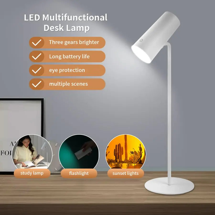 Dimmable LED Desk Lamp with Touch Control and Rechargeable Battery