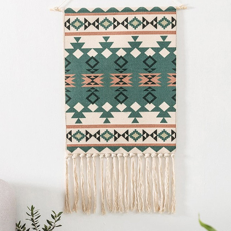 Bohemian Macrame Wall Tapestry with Cotton Tassels