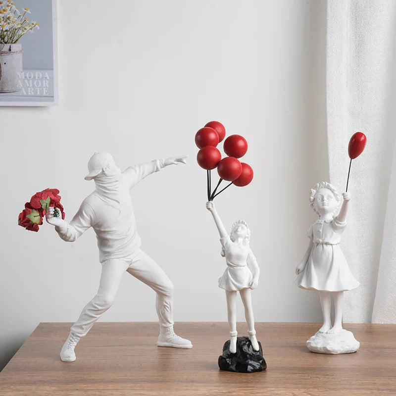 Banksy Inspired Flower Thrower Sculpture