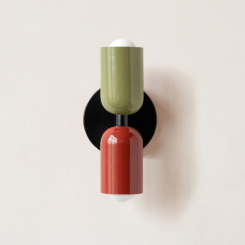 Minimalist Double-Bulb Wall Lamp in Distinctive Color Shades