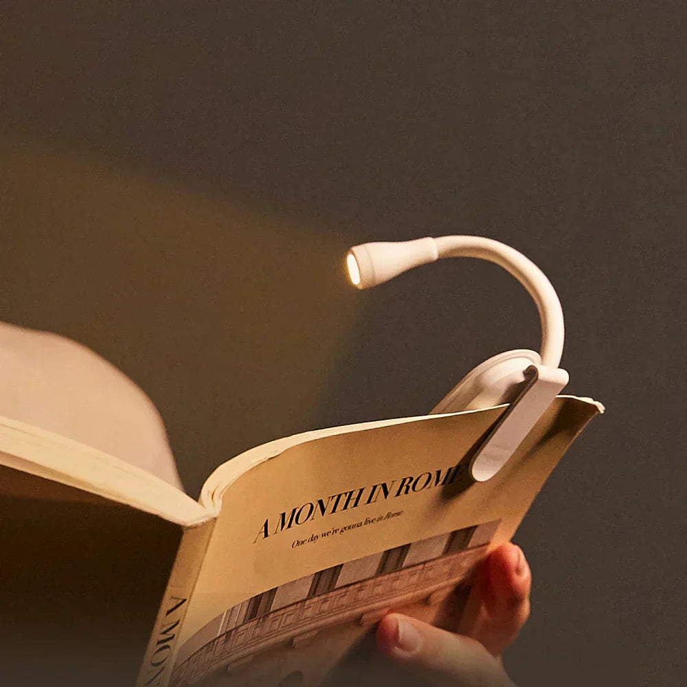 Portable Clip-On Mini Book Light with USB Charging and Dimmable LED