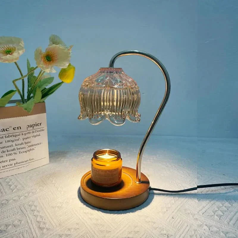 Modern Metal and Glass Table Lamp with Warm LED Light