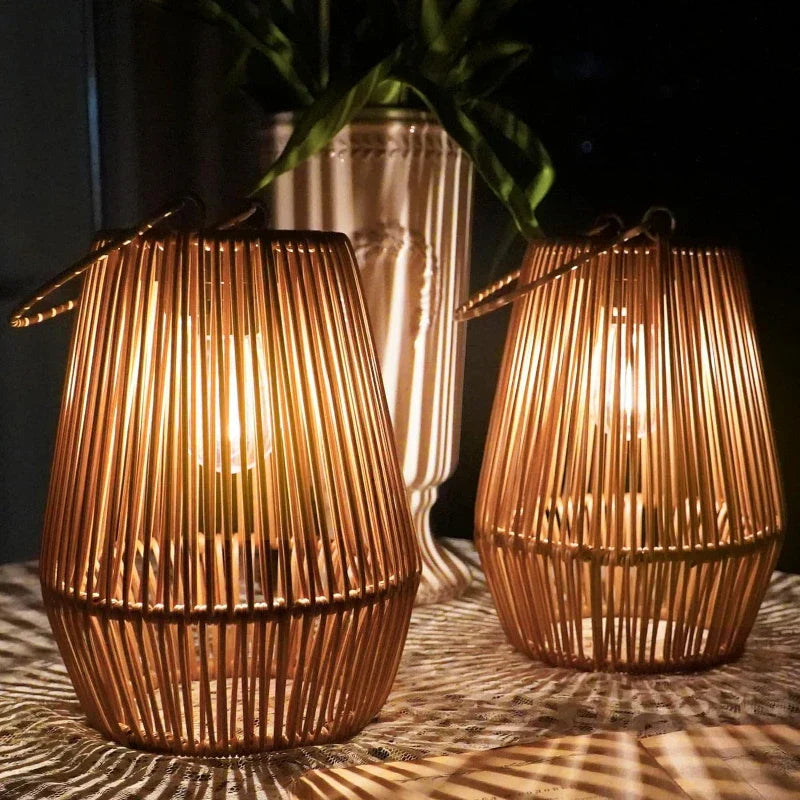 Handwoven Solar-Powered Waterproof Garden Lamps