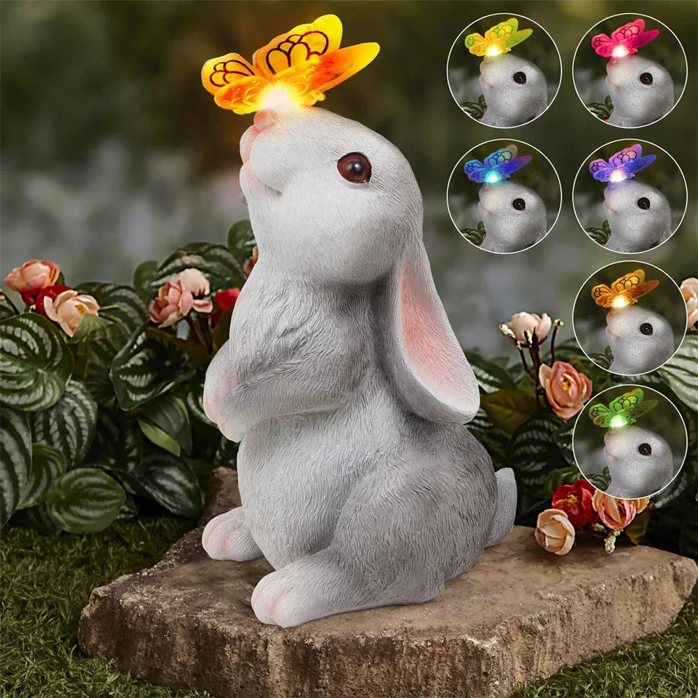 Butterfly and Floral Bunny Garden Light