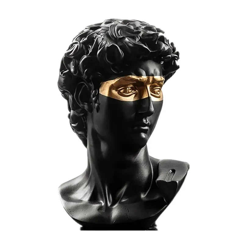 David Bust Sculpture in White Plaster for Table Decor